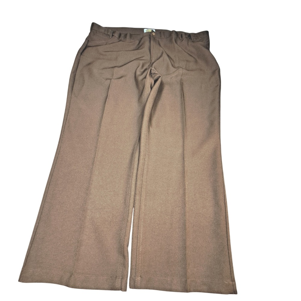 Haband Fit-Forever Mens Brown Polyester Dress Slacks Flat Front Pants 52L 29x32